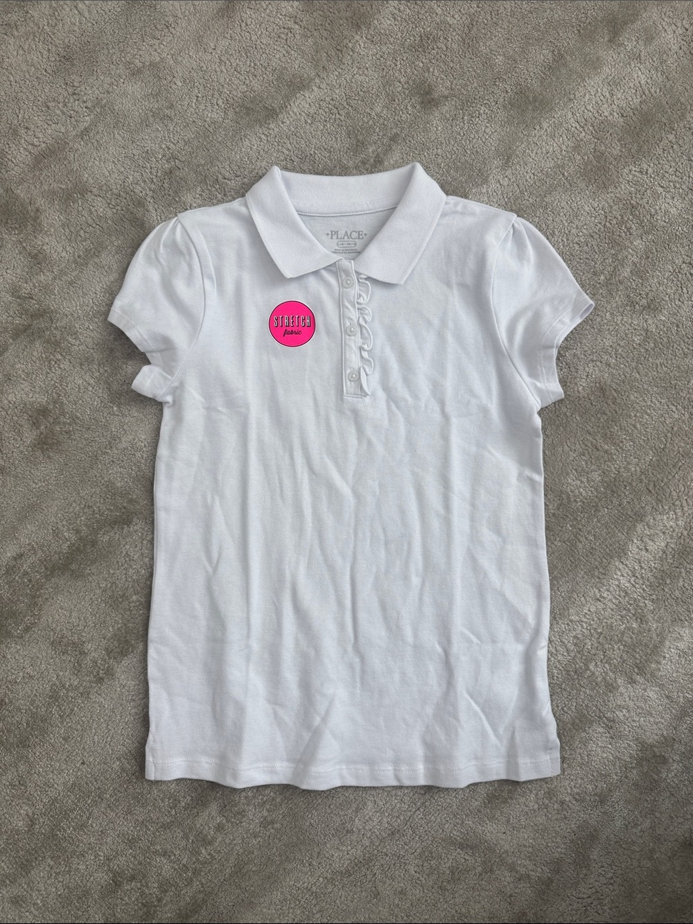 The Children's Place White Girls Polo with Ruffle Placket